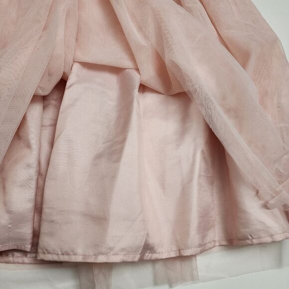 Girls Formal Elegant Pink & Gold Embroidered Fancy Valentine's Day Dress Size 10 - Picture 5 of 9